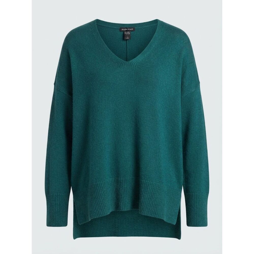 Eileen Fisher Teal Green V-Neck Oversized Pullover Sweater Size Large